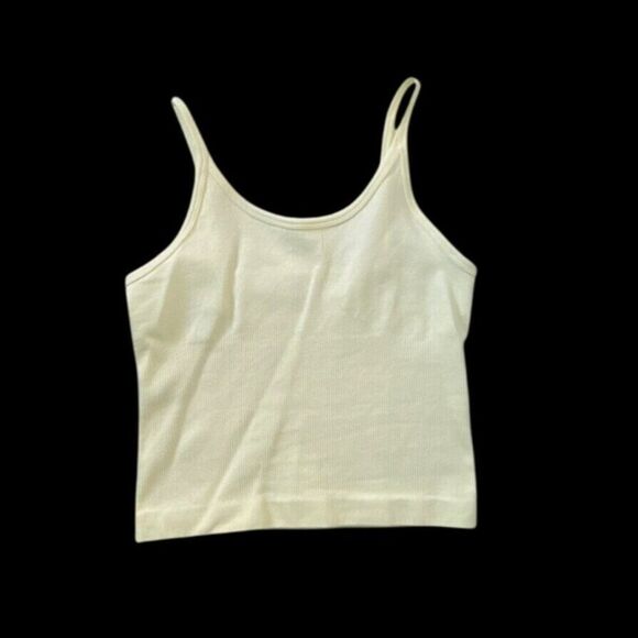 Yellow Sleeveless Crop Top With Adjustable Straps S 92% Polyamide 8% Elastane - Picture 1 of 5